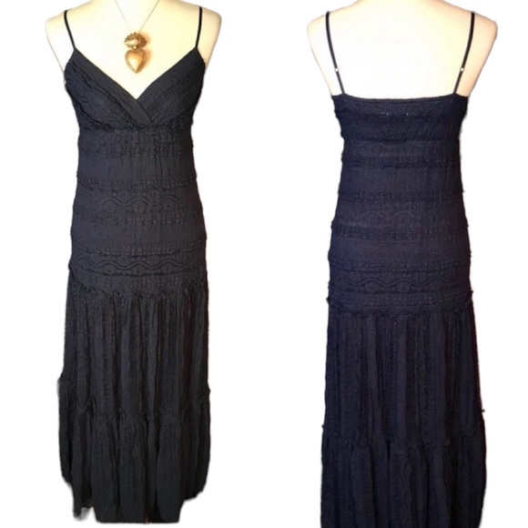 Eliza J Lace Bohemian Blue Maxi Dress Size 2 - Picture 6 of 14